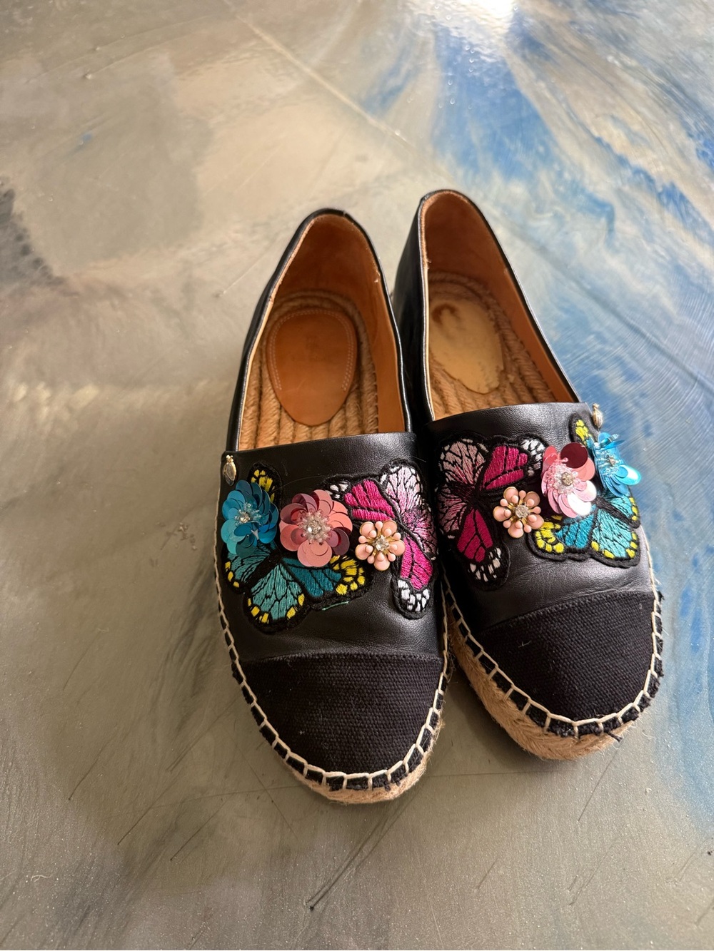 Anthropologie Bill Blass Wyatt Butterfly Espadrilles
